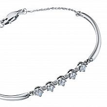14K White Gold Bracelet with 5 Round-Cut Lab-Created Diamonds 0.549 CT.TW