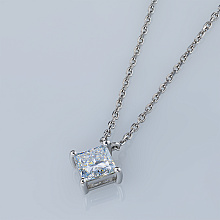 14K White Gold Necklace with 1 Princess-Cut Lab-Created Diamond 1.026 CT.TW