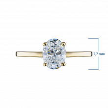 14K Yellow Gold Ring with 1 Oval-Cut Lab-Created Diamond 1.015 CT.TW