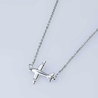 Sterling Silver Necklace with 2 Round-Cut Lab-Created Diamonds 0.014 CT.TW - изображение 4