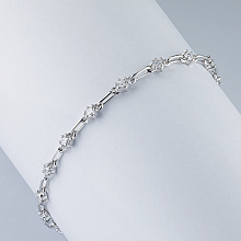 14K White Gold Bracelet with 18 Round-Cut Lab-Created Diamonds 1.494 CT.TW