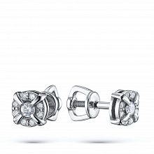 Sterling Silver Earring Studs with 18 Round-Cut Lab-Created Diamonds 0.261 CT.TW