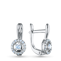 Sterling Silver Earrings with 34 Round-Cut Lab-Created Diamonds 0.346 CT.TW - изображение 1