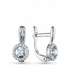 Sterling Silver Earrings with 34 Round-Cut Lab-Created Diamonds 0.346 CT.TW