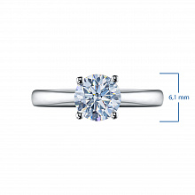 14K White Gold Ring with 1 Round-Cut Lab-Created Diamond 1.031 CT.TW