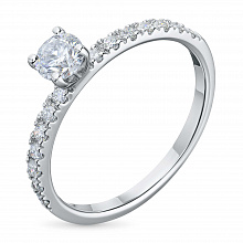 14K White Gold Ring with 15 Round-Cut Lab-Created Diamonds 0.364 CT.TW