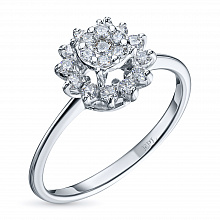 14K White Gold Ring with 19 Round-Cut Lab-Created Diamonds 0.324 CT.TW