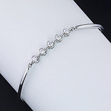 14K White Gold Bracelet with 5 Round-Cut Lab-Created Diamonds 0.549 CT.TW