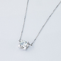 White Gold Necklace with 1 Round-Cut Diamond 0.175 CT.TW - изображение 4