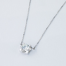 White Gold Necklace with 1 Round-Cut Diamond 0.175 CT.TW