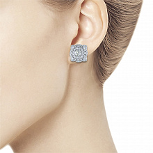 14K White Gold Earring Studs with 122 Round-Cut Lab-Created Diamonds 1.407 CT.TW