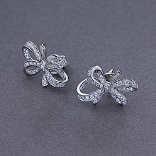 14K White Gold Earring Studs with 72 Round-Cut Lab-Created Diamonds 0.387 CT.TW