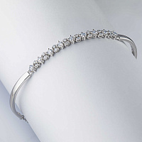 14K White Gold Bracelet with 25 Round-Cut Lab-Created Diamonds 0.878 CT.TW - изображение 4