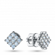 Sterling Silver Earring Studs with 18 Round-Cut Lab-Created Diamonds 0.429 CT.TW