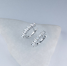 Sterling Silver Earrings with 10 Round-Cut Lab-Created Diamonds 0.741 CT.TW