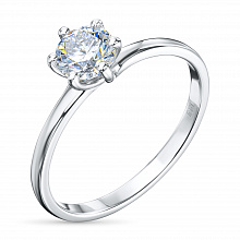 14K White Gold Ring with 1 Round-Cut Lab-Created Diamond 0.485 CT.TW
