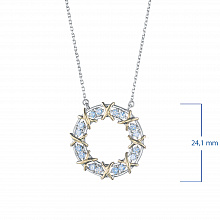 14K White and Yellow Gold Necklace with 16 Round-Cut Lab-Created Diamonds 0.567 CT.TW