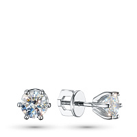 14K White Gold Earring Studs with 2 Round-Cut Lab-Created Diamonds 1.457 CT.TW - изображение 1