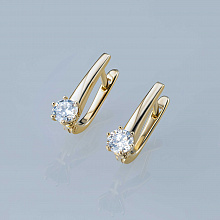 14K Yellow Gold Earrings with 2 Round-Cut Lab-Created Diamonds 0.607 CT.TW