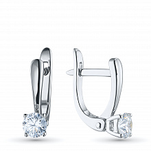 14K White Gold Earrings with 2 Round-Cut Lab-Created Diamonds 0.71 CT.TW