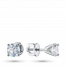 14K White Gold Earring Studs with 2 Round-Cut Lab-Created Diamonds 1.555 CT.TW