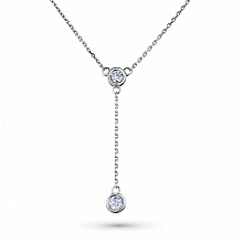14K White Gold Necklace with 2 Round-Cut Lab-Created Diamonds 0.233 CT.TW