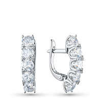 14K White Gold Earrings with 10 Round-Cut Lab-Created Diamonds 1.255 CT.TW - изображение 2