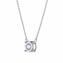 14K White Gold Necklace with 9 Round-Cut Lab-Created Diamonds 0.325 CT.TW