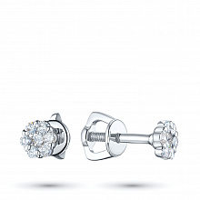 White Gold Earring Studs with 38 Round-Cut Diamonds 0.576 CT.TW