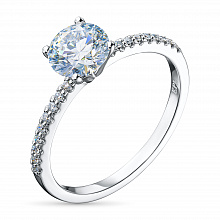 14K White Gold Ring with 19 Round-Cut Lab-Created Diamonds 0.354 CT.TW