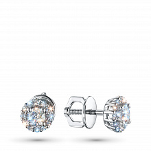 14K White Gold Earring Studs with 26 Round-Cut Lab-Created Diamonds 0.711 CT.TW