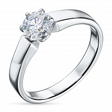 14K White Gold Ring with 1 Round-Cut Lab-Created Diamond 0.573 CT.TW