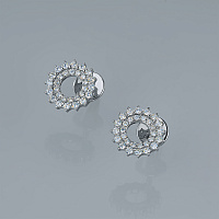 14K White Gold Earring Studs with 60 Round-Cut Lab-Created Diamonds 0.451 CT.TW - изображение 4