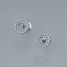 14K White Gold Earring Studs with 60 Round-Cut Lab-Created Diamonds 0.399 CT.TW