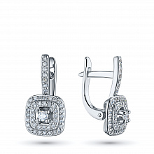 14K White Gold Earrings with 96 Round-Cut Lab-Created Diamonds 0.623 CT.TW