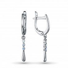 Sterling Silver Earrings with 6 Round-Cut Lab-Created Diamonds 0.054 CT.TW