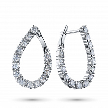 14K White Gold Earrings with 26 Round-Cut Lab-Created Diamonds 2.536 CT.TW