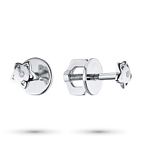 Sterling Silver Earring Studs with 2 Round-Cut Diamonds 0.012 CT.TW - изображение 1