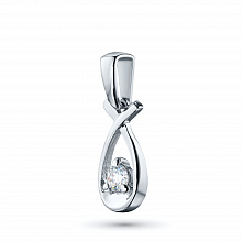 Sterling Silver Pendant with 1 Round-Cut Diamond 0.126 CT.TW