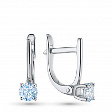 Sterling Silver Earrings with 2 Round-Cut Lab-Created Diamonds 0.565 CT.TW