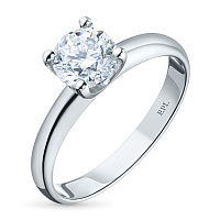 White Gold Ring with 1 Round-Cut Diamond 0.143 CT.TW - изображение 1