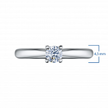 14K White Gold Ring with 1 Round-Cut Lab-Created Diamond 0.261 CT.TW