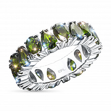 Sterling Silver Ring with 18 Pear-Cut Chromdiopsides 8.244 CT.TW