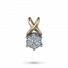 14K White and Yellow Gold Pendant with 7 Round-Cut Lab-Created Diamonds 0.102 CT.TW