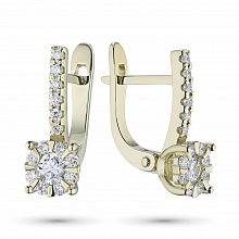 14K Yellow Gold Earrings with 30 Round-Cut Lab-Created Diamonds 0.752 CT.TW