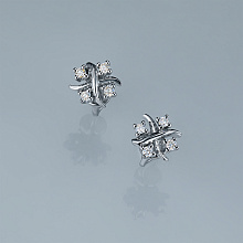 Sterling Silver Earring Studs with 8 Round-Cut Lab-Created Diamonds 0.098 CT.TW