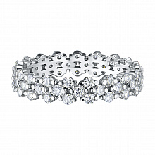 14K White Gold Ring with 54 Round-Cut Lab-Created Diamonds 0.907 CT.TW
