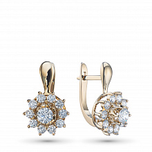 Yellow Gold Earrings with 22 Round-Cut Lab-Created Diamonds 1.37 CT.TW