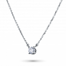 14K White Gold Necklace with 1 Round-Cut Lab-Created Diamond 0.446 CT.TW