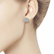 14K White Gold Earring Studs with 34 Round-Cut Lab-Created Diamonds 1.48 CT.TW